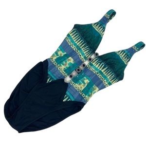 Bolero one piece geometric Aztec cut out swimsuit. No size. See measurements